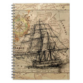 Antiek Oude Generaal Frankrijk Kaart & Schip Notitieboek (Voorkant)