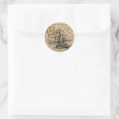 Antiek Oude Generaal Frankrijk Kaart & Schip Ronde Sticker (Tas)