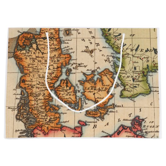 Antiek oude kaart geïnspireerd (10) groot cadeauzakje (Voorkant)