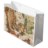 Antiek oude kaart geïnspireerd (10) groot cadeauzakje (Voorkant Gekanteld)