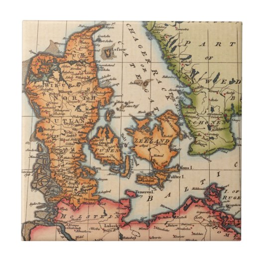 Antiek oude kaart geïnspireerd (10) tegeltje (Voorkant)