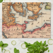 Antiek oude kaart geïnspireerd (10) theedoek (Gevouwen)