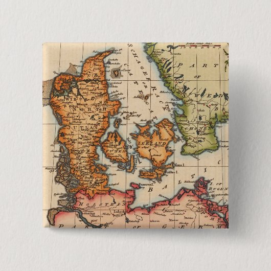 Antiek oude kaart geïnspireerd (10) vierkante button 5,1 cm (Voorkant)