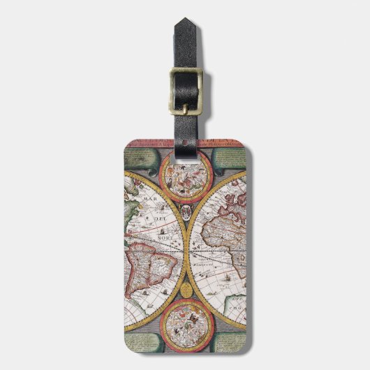 Antiek oude kaart geïnspireerd (12) bagagelabel (Voorkant verticaal)