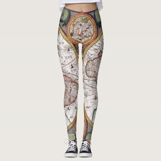 Antiek oude kaart geïnspireerd (12) leggings (Voorkant)