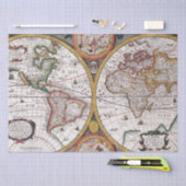 Antiek oude kaart geïnspireerd (12) tissuepapier (Craft)