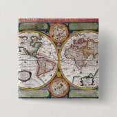 Antiek oude kaart geïnspireerd (12) vierkante button 5,1 cm (Voorkant)