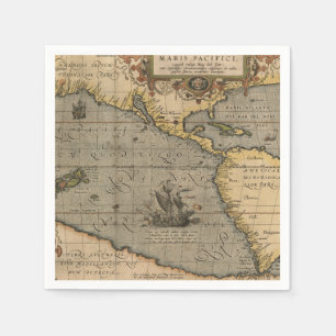 Antiek oude kaart geïnspireerd (14) Bagagelabel Servet