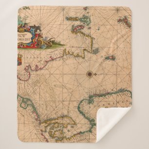 Antiek oude kaart geïnspireerd (1) sherpa deken
