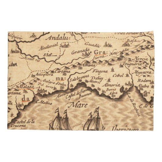 Antiek oude kaart geïnspireerd (3) kussensloop (Achterkant-Links)