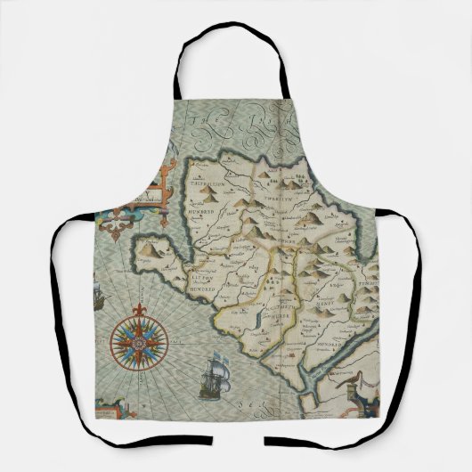 Antiek oude kaart geïnspireerd (7) schort (Voorkant)