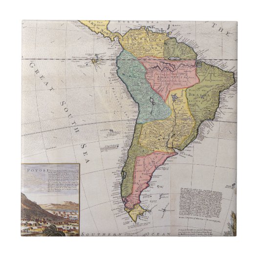 Antiek oude kaart geïnspireerd (8) tegeltje (Voorkant)