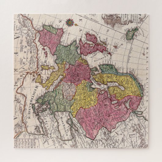 Antiek oude kaart geïnspireerd (9) legpuzzel (Horizontaal)