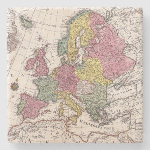 Antiek oude kaart geïnspireerd (9) stenen onderzetter