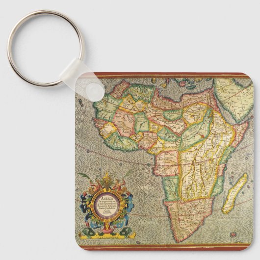 Antiek Oude Wereld Gerardus Mercator Kaart van Afr Sleutelhanger (Voorkant)