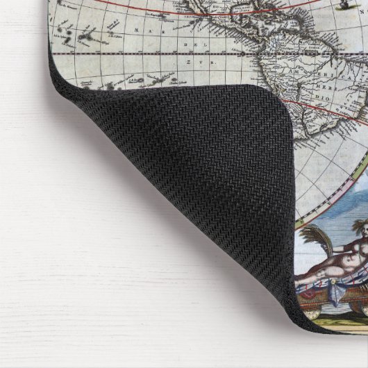 Antiek oude wereldkaart 1664 hersteld muismat (Hoek)