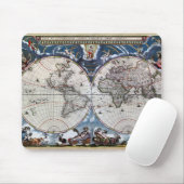 Antiek oude wereldkaart 1664 hersteld muismat (Met muis)