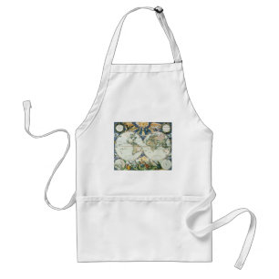 Antiek Oude Wereldkaart, 1666 door Pieter Goos Standaard Schort
