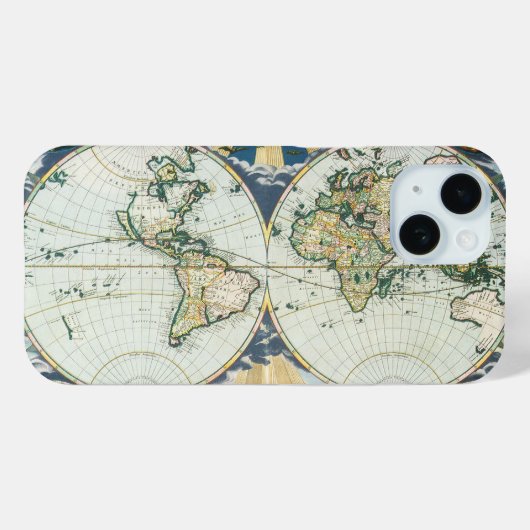 Antiek Oude Wereldkaart door Pieter Goos, 1666 Case-Mate iPhone Case (Achterkant (horizontaal))