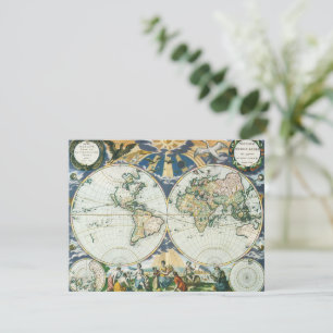  Antiek Oude Wereldkaart door Pieter Goos, 1666 Kaart