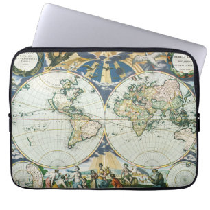  Antiek Oude Wereldkaart door Pieter Goos, 1666 Laptop Sleeve