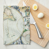 Antiek Oude Wereldkaart door Pieter Goos, 1666 Theedoek (Quarter Fold)