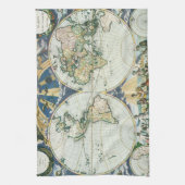 Antiek Oude Wereldkaart door Pieter Goos, 1666 Theedoek (Verticaal)