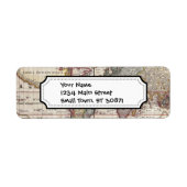 Antiek, oude Wereldkaart, ontwerp met flauwte afd Etiket (Voorkant)