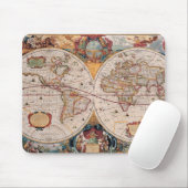 Antiek, oude Wereldkaart, ontwerp met flauwte afd Muismat (Met muis)