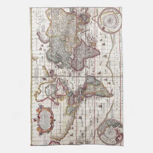  Antiek, oude Wereldkaart, ontwerp met flauwte afd Theedoek (Verticaal)
