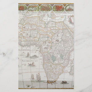 Antiek Oude Wereldkaart van Afrika, c. 1635 Briefpapier