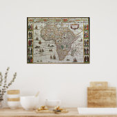 Antiek Oude Wereldkaart van Afrika, c. 1635 Poster (Keuken)