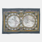 Antiek oude Wereldkaart van Claude Auguste Berey Theedoek (Horizontaal)