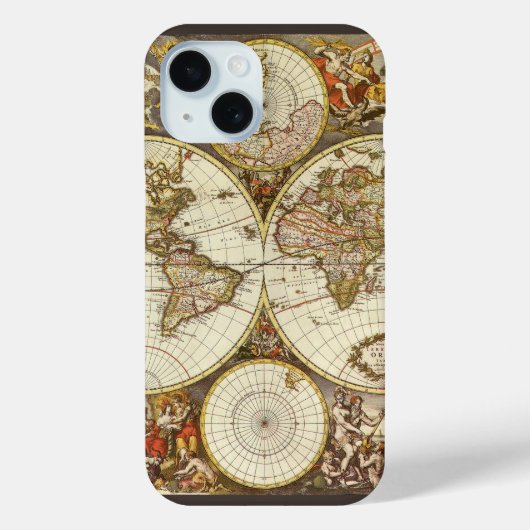 Antiek Oude Wereldkaart van Frederick de Wit, ca.  Case-Mate iPhone Case (Achterkant)