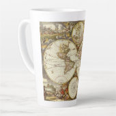 Antiek Oude Wereldkaart van Frederick de Wit, ca. Latte Mok (Linkerhoek)