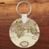 Antiek Oude Wereldkaart van Frederick de Wit, ca.  Sleutelhanger (Achterkant)