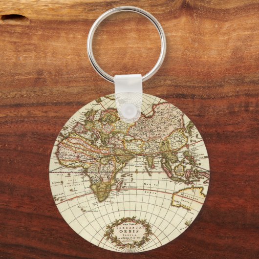 Antiek Oude Wereldkaart van Frederick de Wit, ca.  Sleutelhanger (Achterkant)