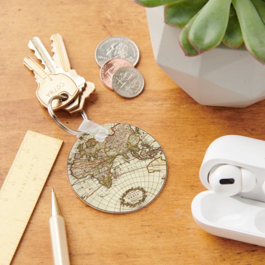 Antiek Oude Wereldkaart van Frederick de Wit, ca.  Sleutelhanger (Bureau)