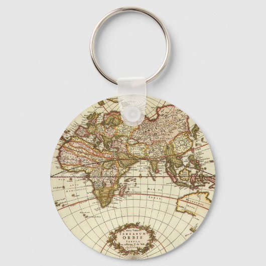 Antiek Oude Wereldkaart van Frederick de Wit, ca.  Sleutelhanger (Achterkant)