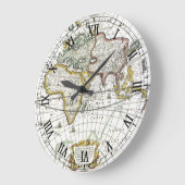 Antiek Oude Wereldkaart van Hendrik Hondius, 1630 Grote Klok (Hoek)