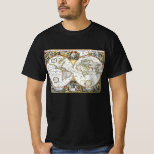 Antiek Oude Wereldkaart van Hendrik Hondius, 1630 T-shirt