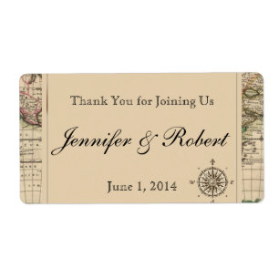 Antiek oude Wereldkaart waterflesetiket Etiket