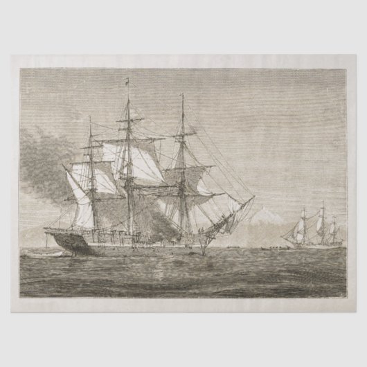 Antiek oude zeilboot Beige Tissuepapier (Voorkant)