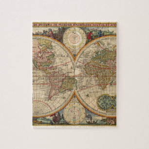 Antiek oude, zeldzame en historische wereldkaart legpuzzel