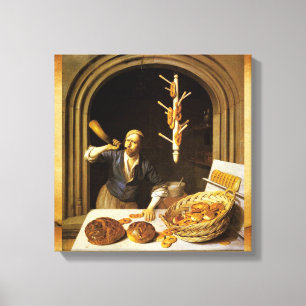 ANTIEK OVEN BAKER, BAKERY BREAD SHOP CANVAS AFDRUK