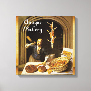 ANTIEK OVEN BAKER, BAKERY BREAD SHOP CANVAS AFDRUK