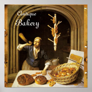 ANTIEK OVEN BAKER, BAKERY BREAD SHOP POSTER