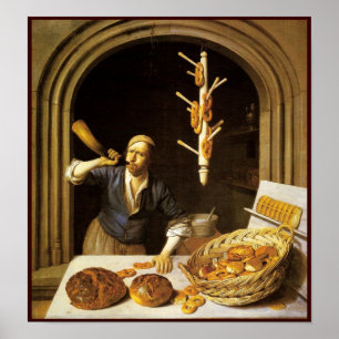ANTIEK OVEN BAKER, BAKERY BREAD SHOP POSTER