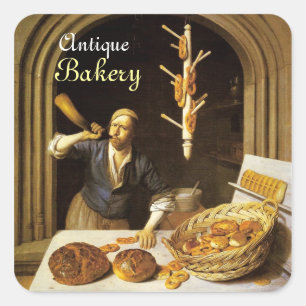 ANTIEK OVEN BAKER, BAKERY BREAD SHOP VIERKANTE STICKER