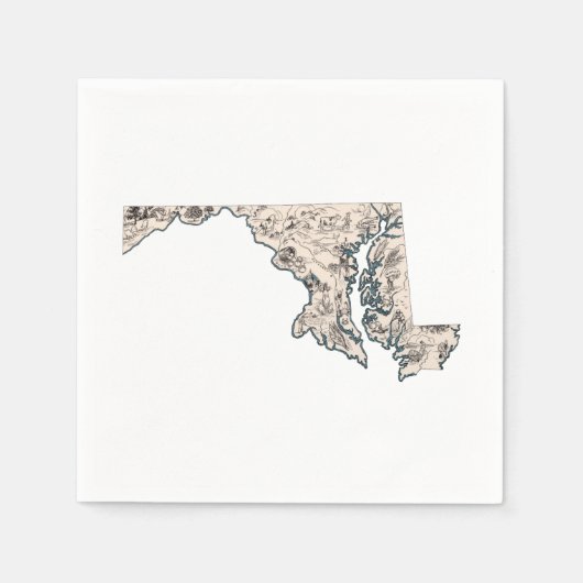 Antiek overzicht van de Afbeeldingen van Maryland Servetten (Voorkant)